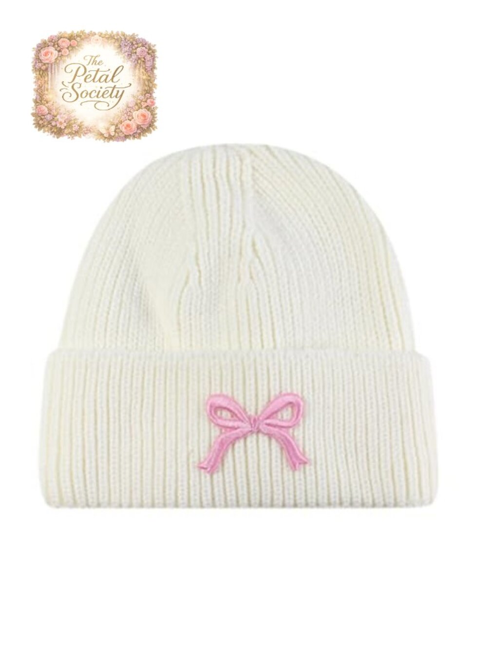 Womens Bow Beanie Hat Warm Knit Winter Acrylic Skullcap
